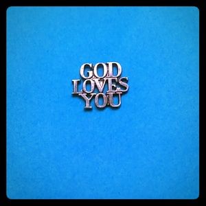 Tiffany & Co. God Loves You tack pin Silver
